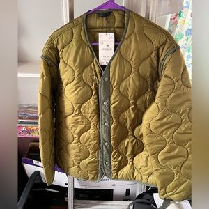 Brand New Zara quilted army liner jacket reversible vintage L / XL